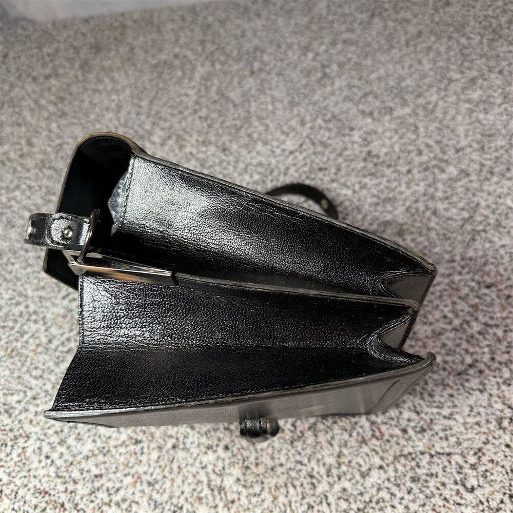 Vintage Yves Saint Laurent Black Leather Shoulder Bag Women's Handbag - Picture 2 of 10